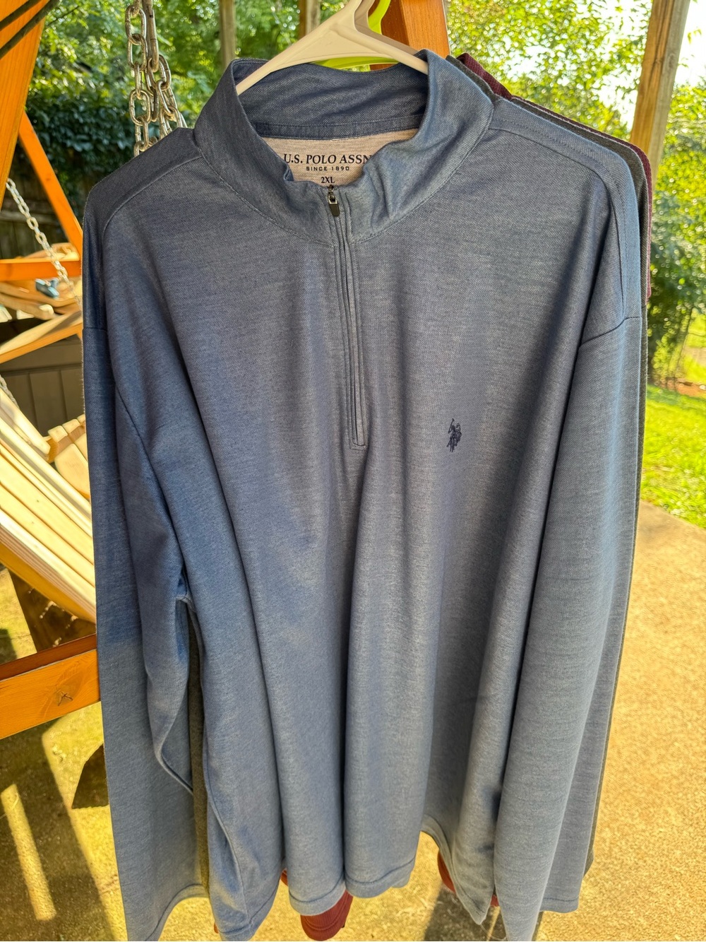 U.S. Polo Assn. Men's Heather Blue Quarter-Zip Pullover